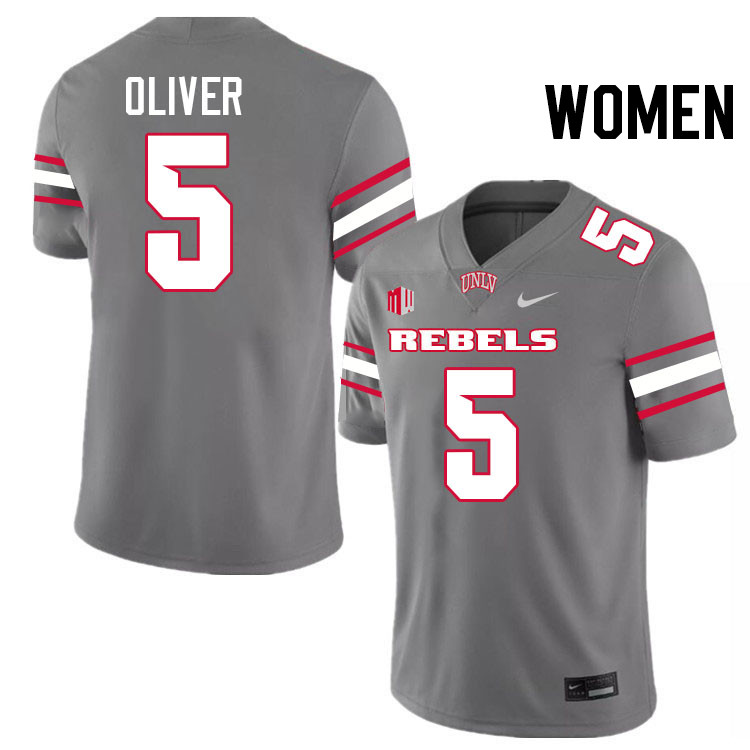 Women #5 Cameron Oliver UNLV Rebels College Football Jerseys Stitched-Grey